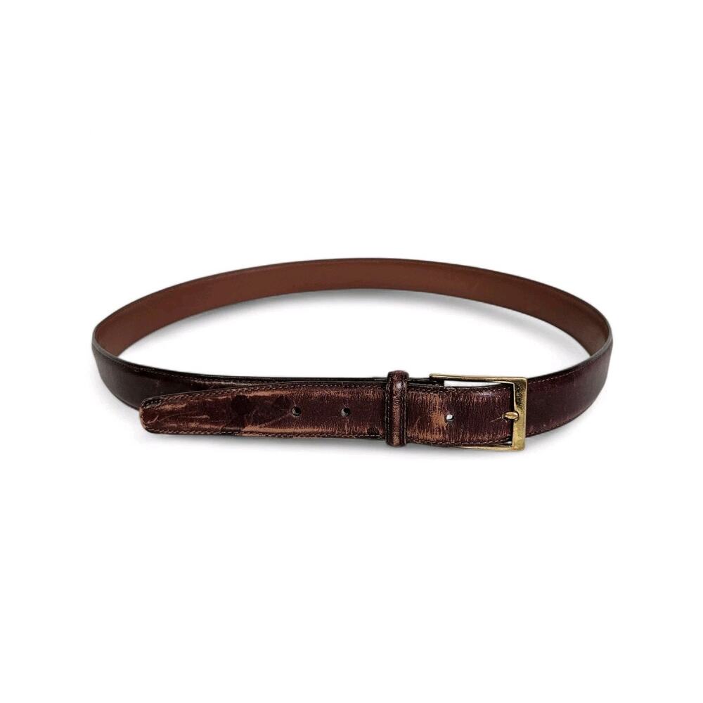 Brighton Brown Leather Brass Buckle Belt Size 38